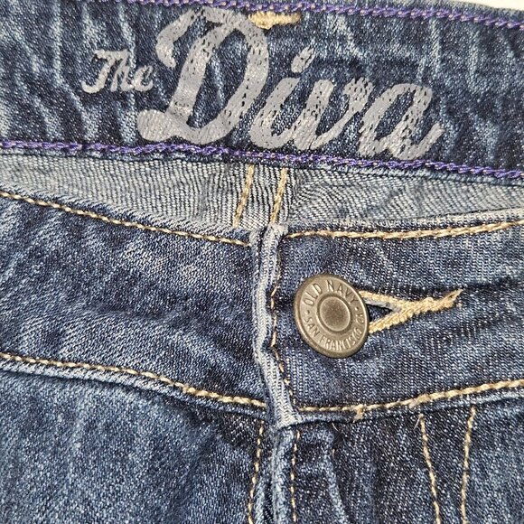 The diva Cowgirl old navy blue denim jeans beige embroider Western pockets 12R - Picture 6 of 11